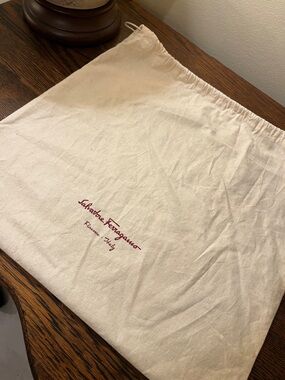 16x16 Salvatore Ferragamo Natural Canvas Dust Bag with Burgundy Logo